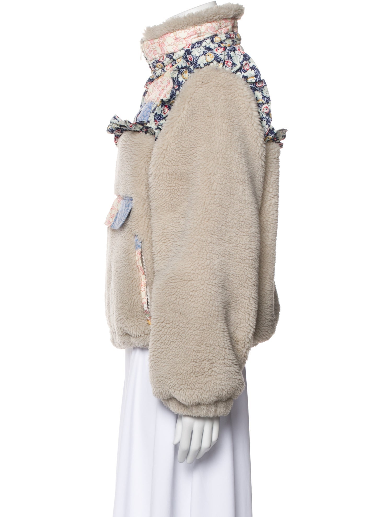 Sea New York Floral Print Faux Fur Jacket