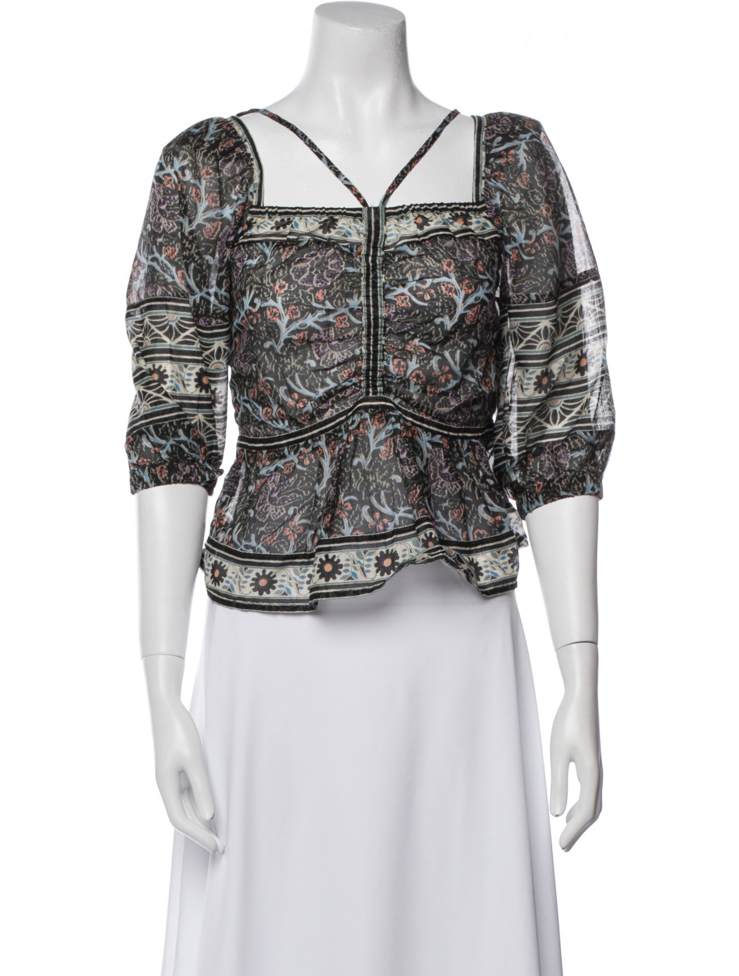 Sea New York Paisley Print Square Neckline Crop Top