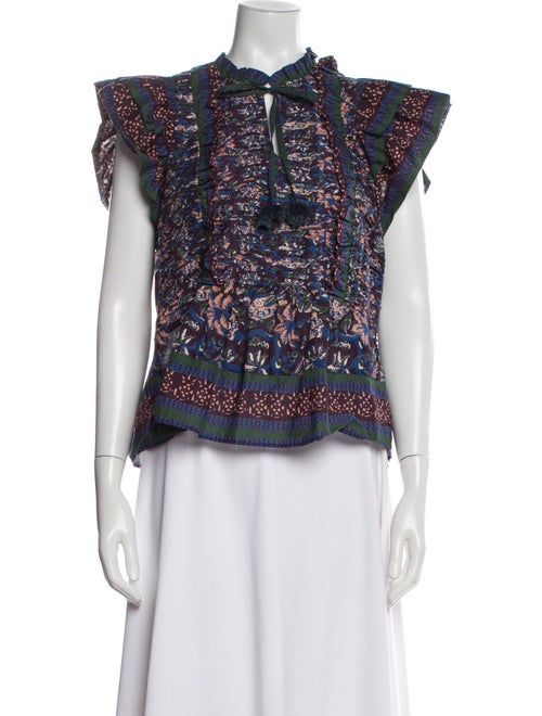 Sea New York Floral Print Mock Neck Blouse