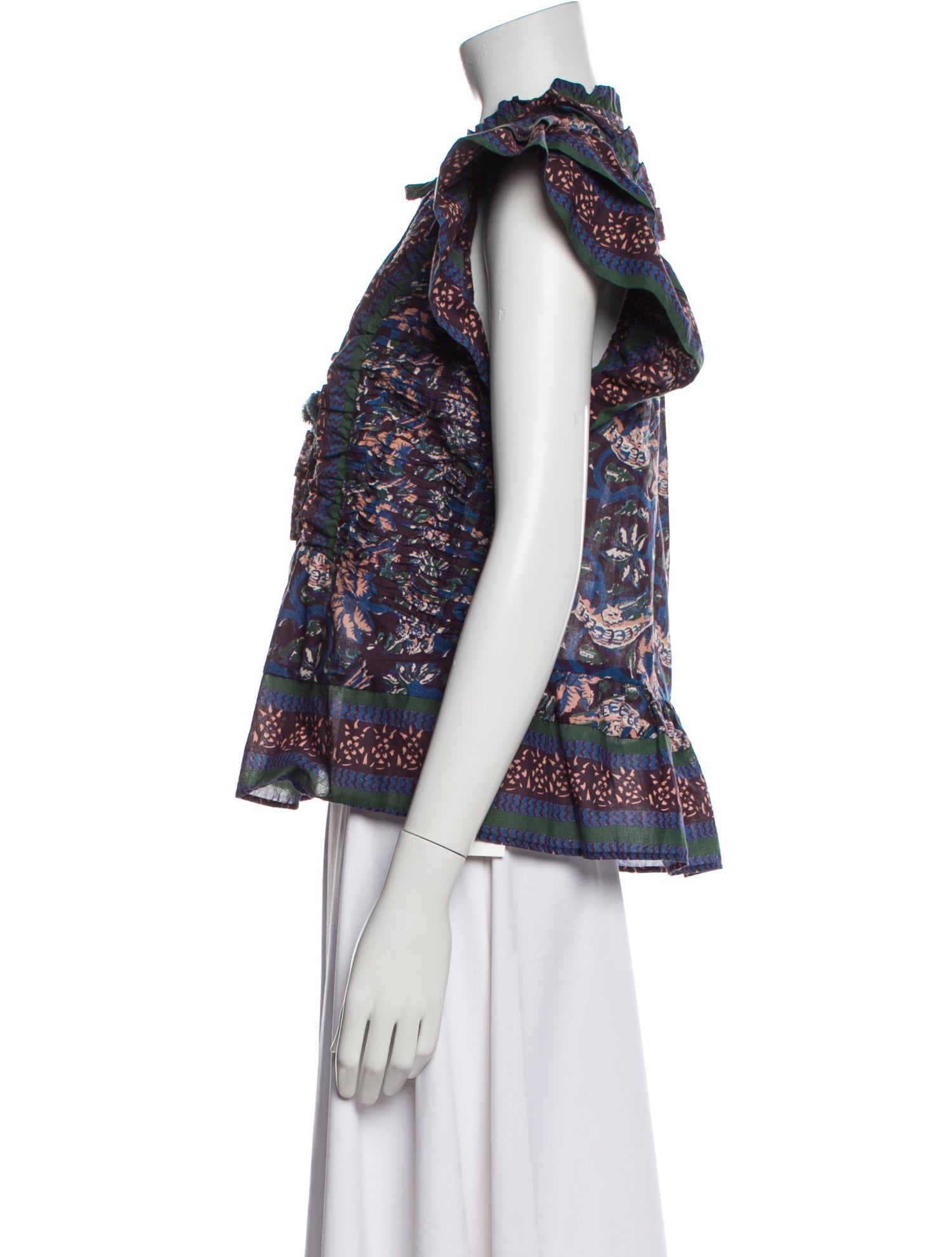 Sea New York Floral Print Mock Neck Blouse