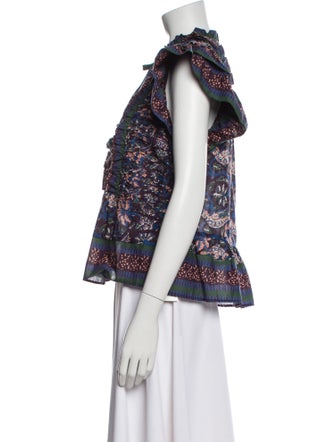 Sea New York Floral Print Mock Neck Blouse