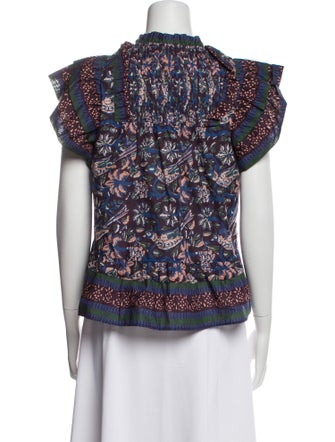 Sea New York Floral Print Mock Neck Blouse