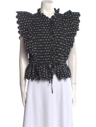 Sea New York Mock Neck Short Sleeve Blouse