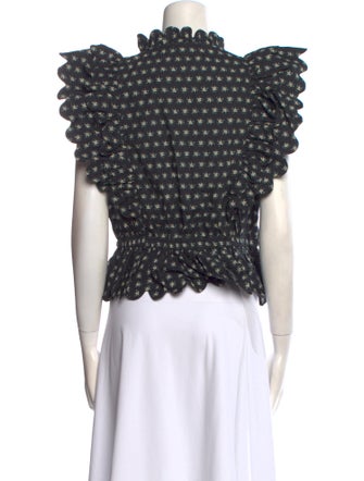 Sea New York Mock Neck Short Sleeve Blouse