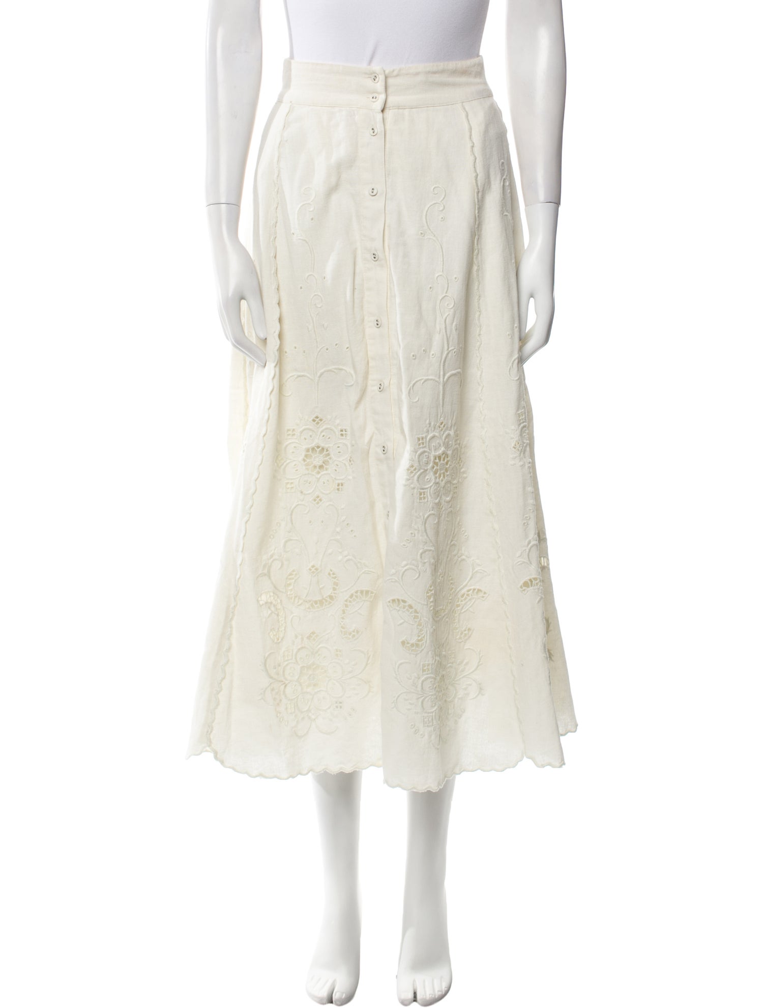 Sea New York Embroidered Accent Midi Length Skirt