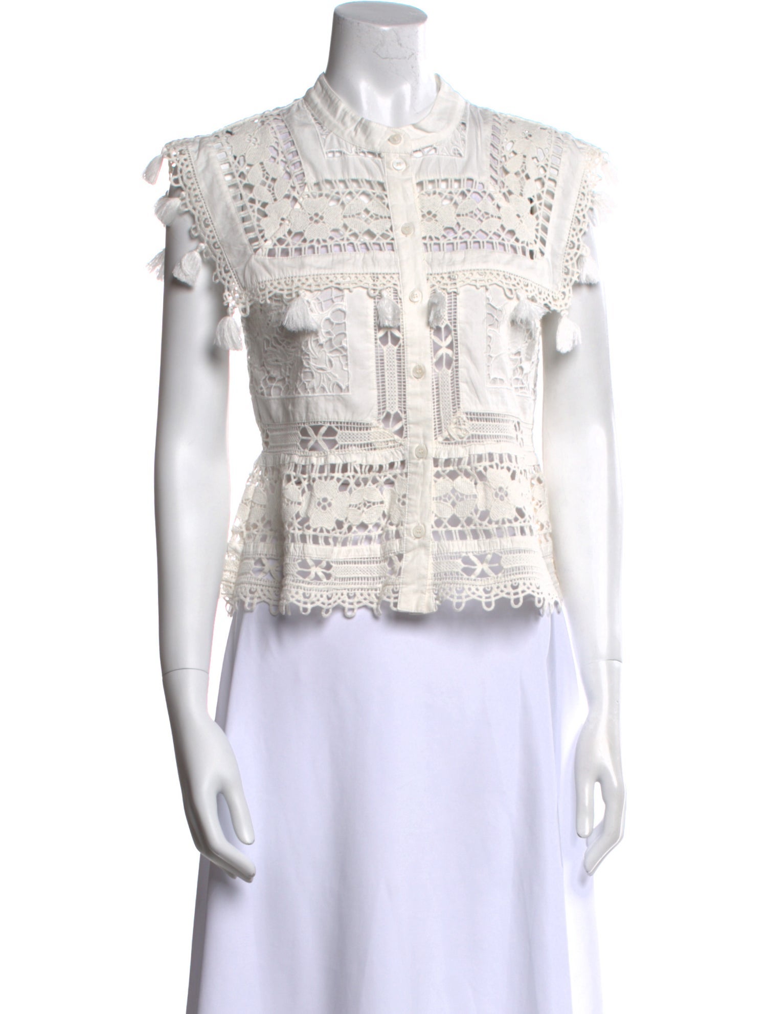 Sea New York Lace Pattern Mock Neck Crop Top