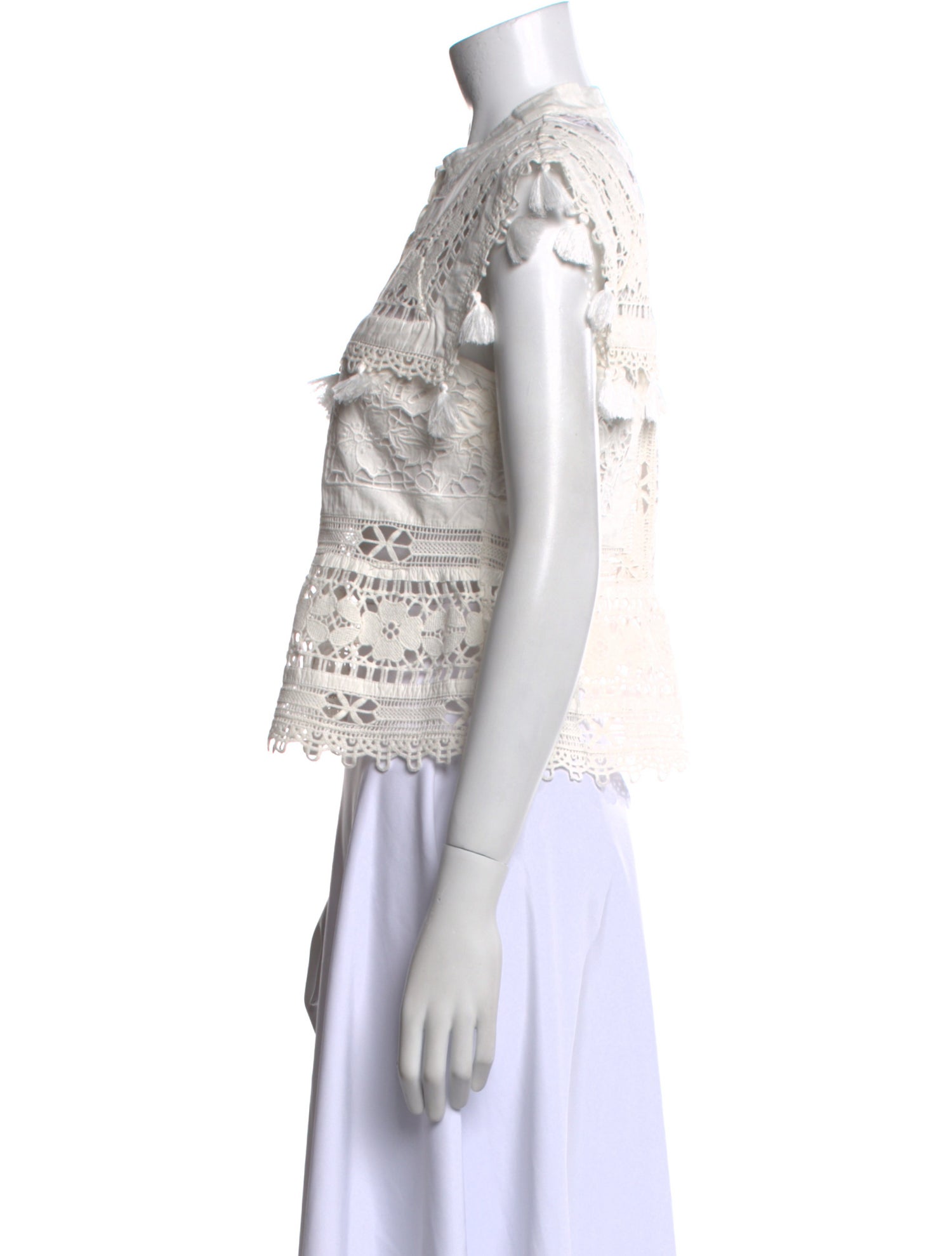 Sea New York Lace Pattern Mock Neck Crop Top