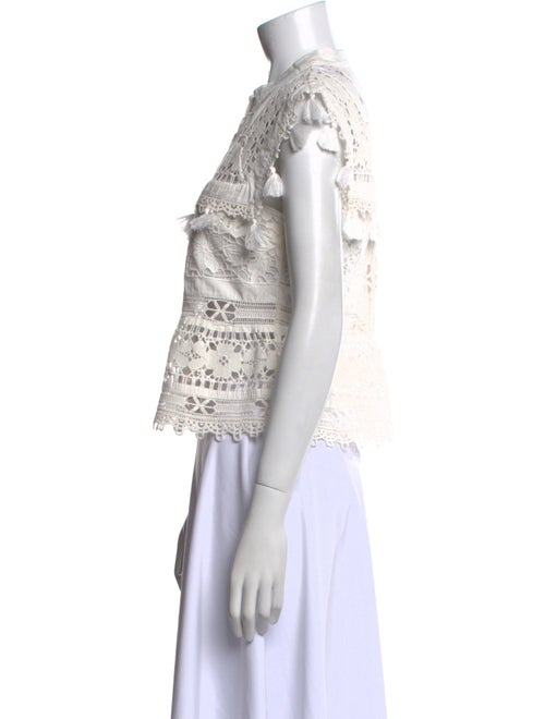 Sea New York Lace Pattern Mock Neck Crop Top