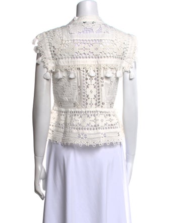 Sea New York Lace Pattern Mock Neck Crop Top