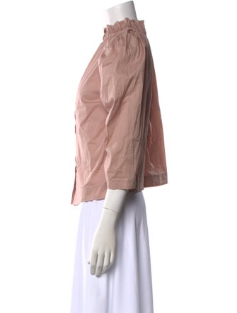 Sea New York Mock Neck Three-Quarter Sleeve Button-Up Top