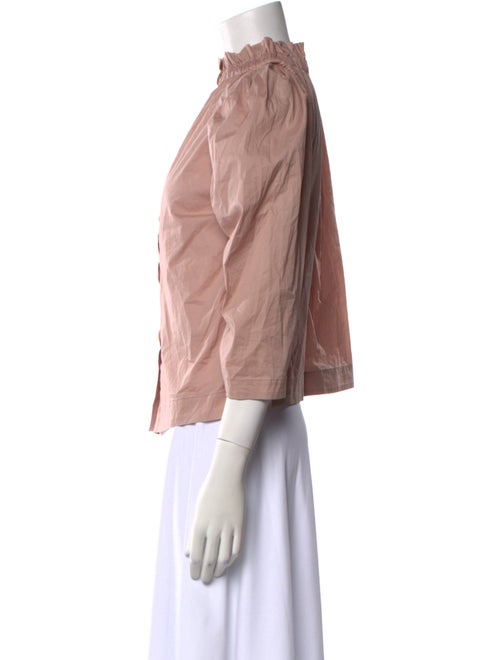 Sea New York Mock Neck Three-Quarter Sleeve Button-Up Top