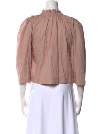 Sea New York Mock Neck Three-Quarter Sleeve Button-Up Top