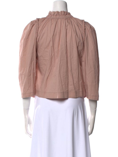 Sea New York Mock Neck Three-Quarter Sleeve Button-Up Top