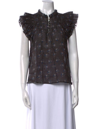 Sea New York Floral Print Mock Neck Blouse