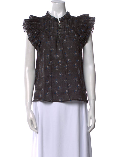 Sea New York Floral Print Mock Neck Blouse