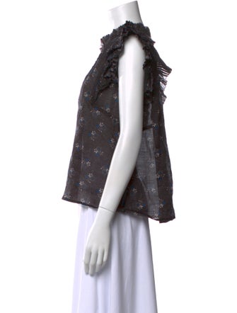 Sea New York Floral Print Mock Neck Blouse