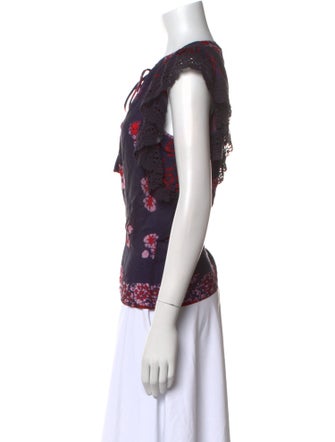 Sea New York Floral Print Crew Neck Blouse