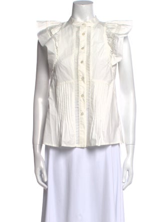 Sea New York Mock Neck Short Sleeve Blouse