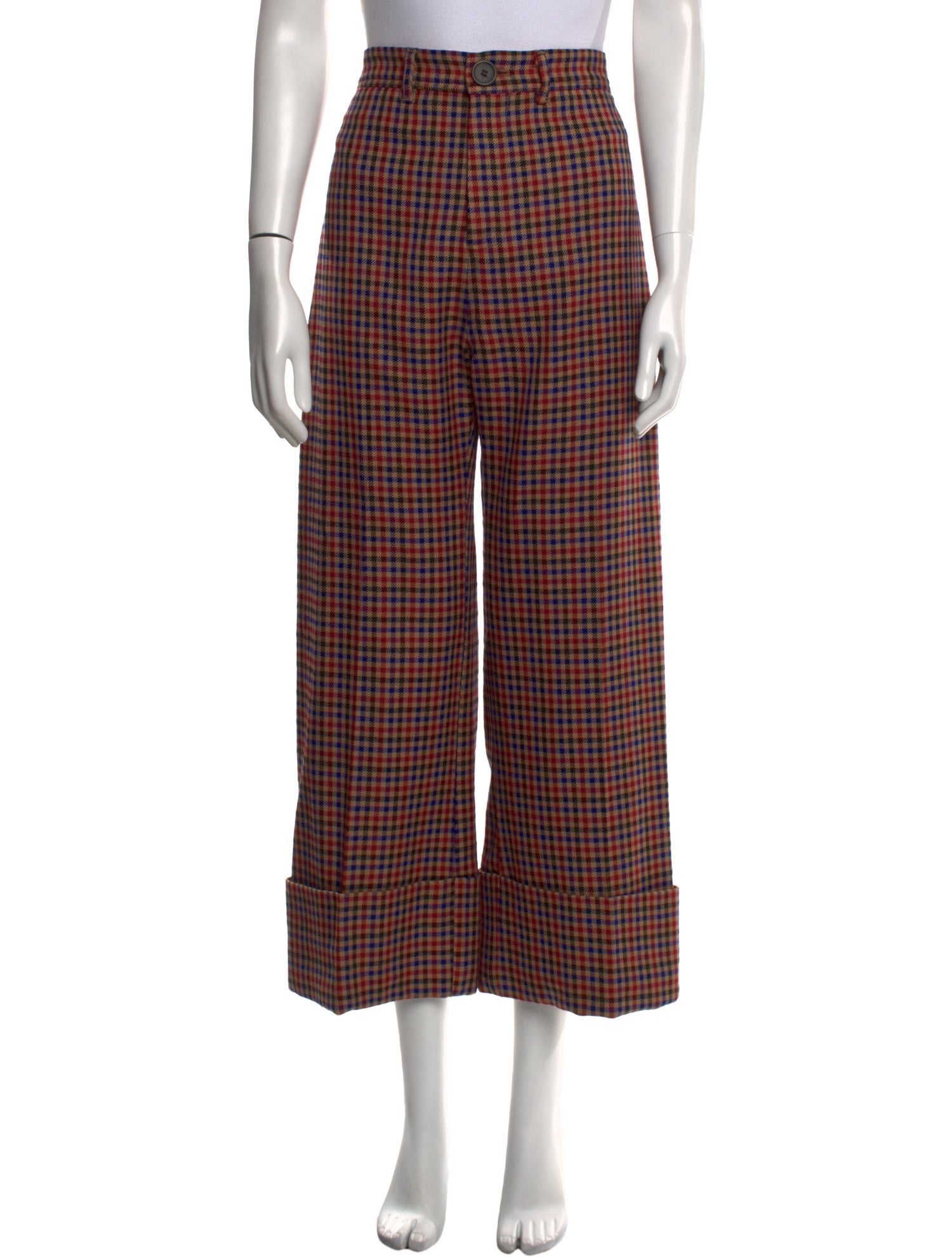 Sea New York Plaid Print Wide Leg Pants
