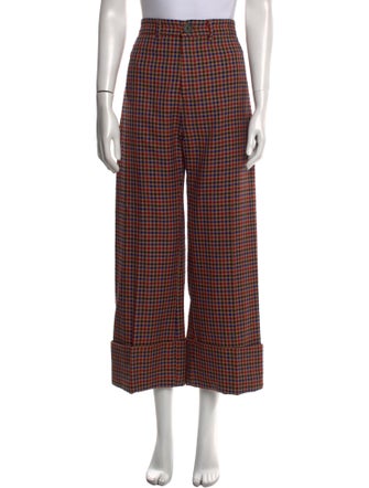 Sea New York Plaid Print Wide Leg Pants