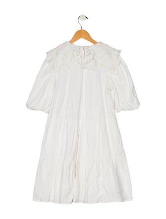 Sea New York Girl's Cotton-Linen Blend Eyelet Lace Trim Dress