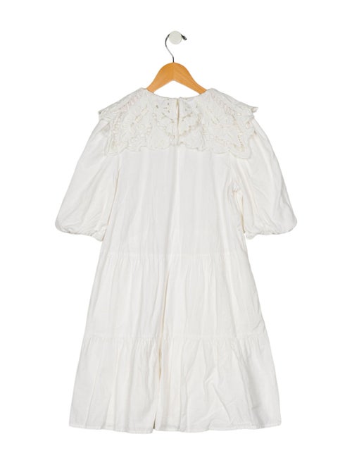 Sea New York Girl's Cotton-Linen Blend Eyelet Lace Trim Dress