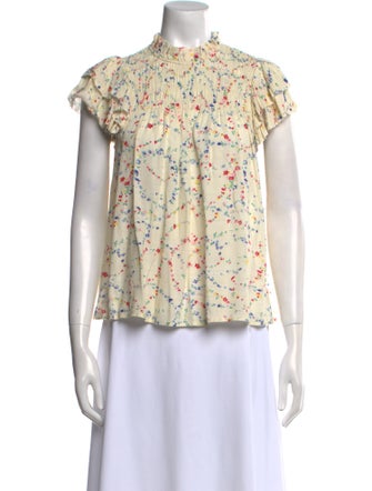 Sea New York Floral Print Mock Neck Top