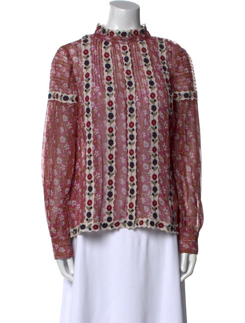 Sea New York Floral Print Mock Neck Blouse