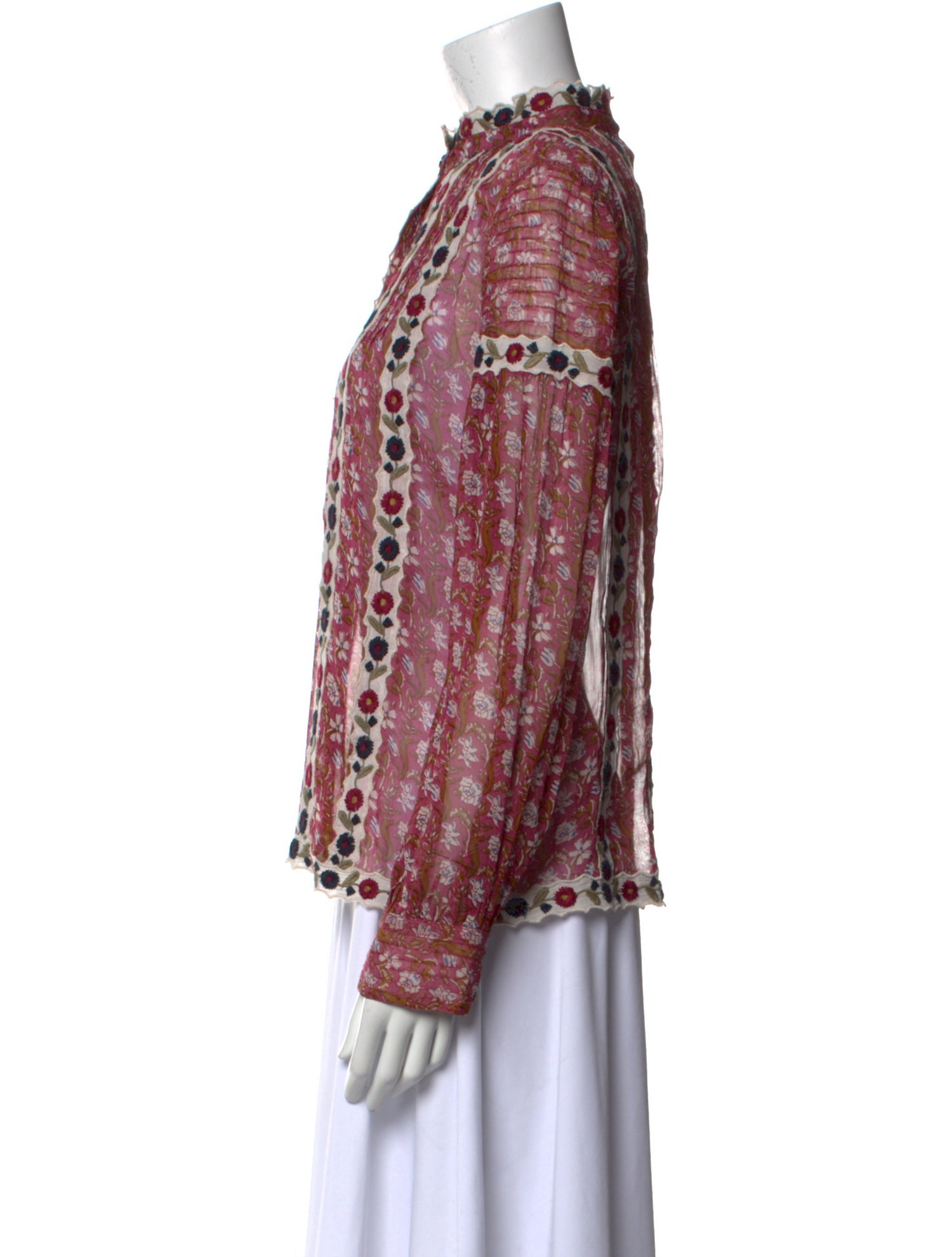 Sea New York Floral Print Mock Neck Blouse