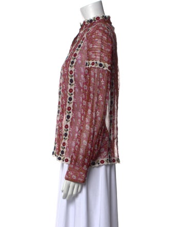 Sea New York Floral Print Mock Neck Blouse