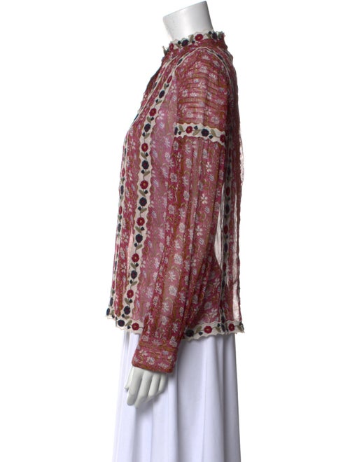 Sea New York Floral Print Mock Neck Blouse