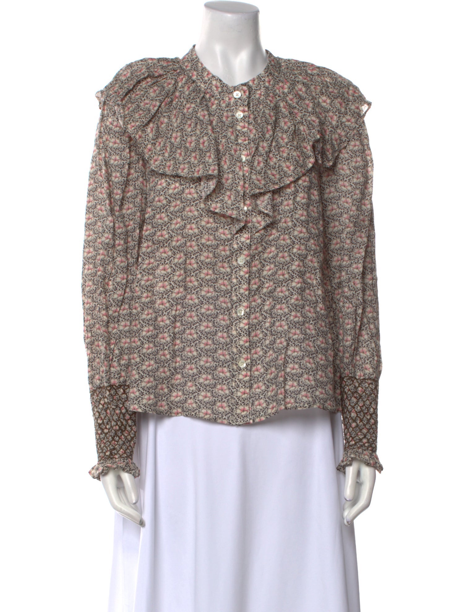 Sea New York Floral Print Mock Neck Blouse