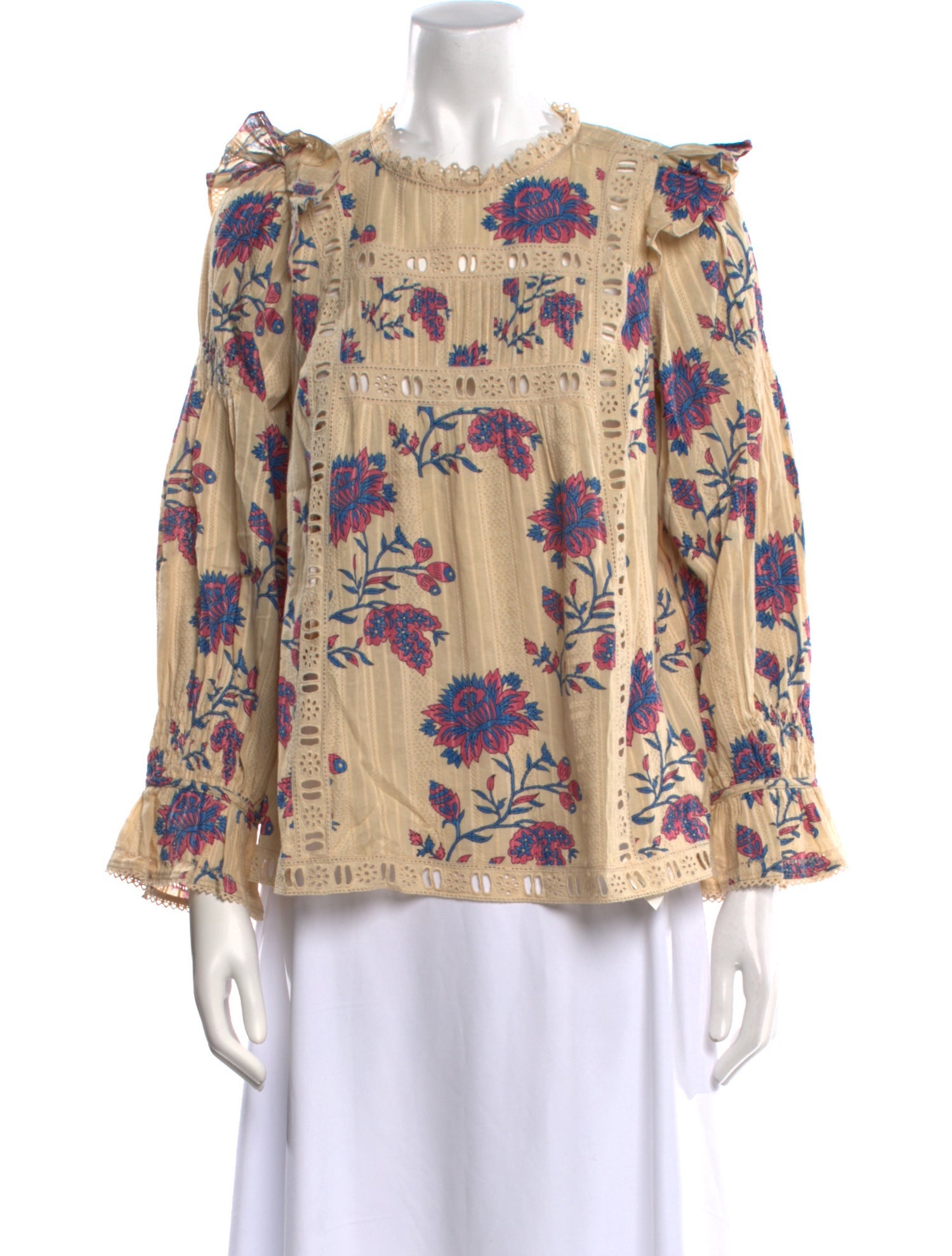 Sea New York Floral Print Mock Neck Blouse