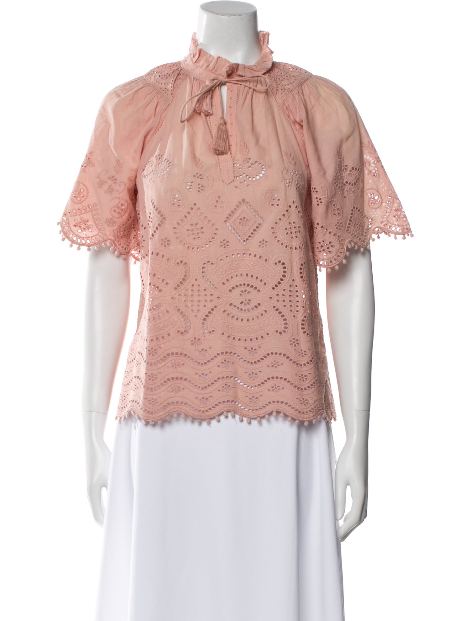 Sea New York Lace Pattern Mock Neck Blouse