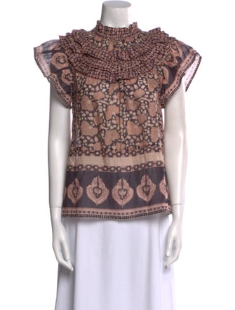 Sea New York Printed Mock Neck Blouse