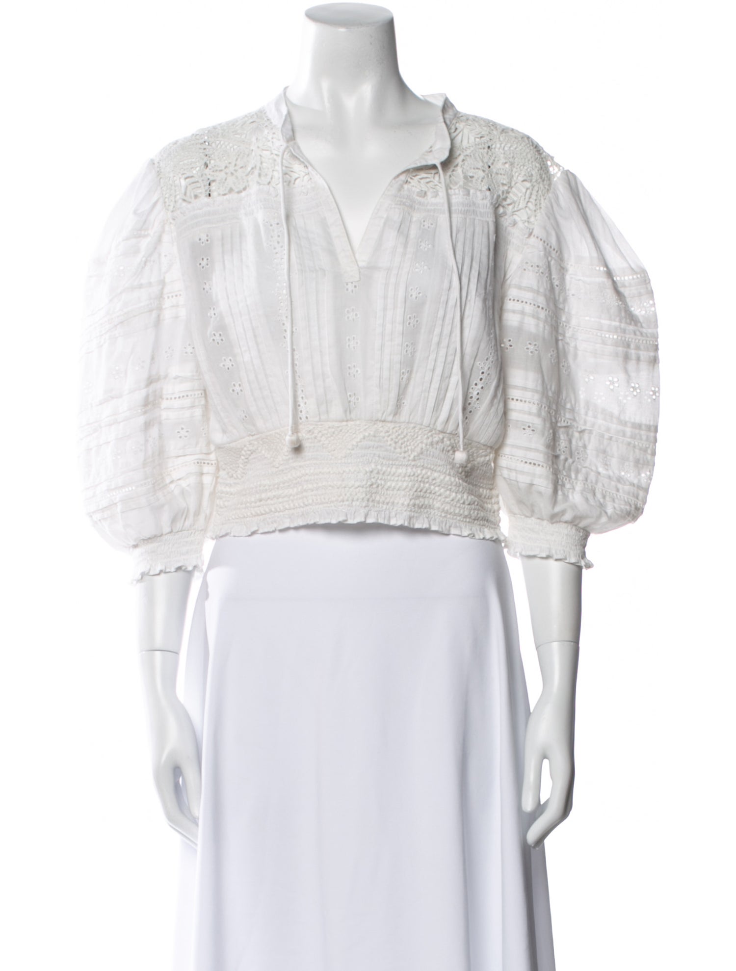 Sea New York V-Neck Three-Quarter Sleeve Crop Top