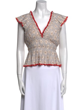 Sea New York Printed V-Neck Crop Top