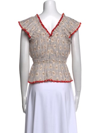 Sea New York Printed V-Neck Crop Top