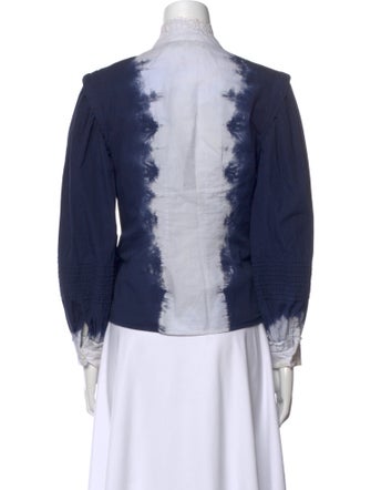 Sea New York Tie-Dye Print Mock Neck Button-Up Top