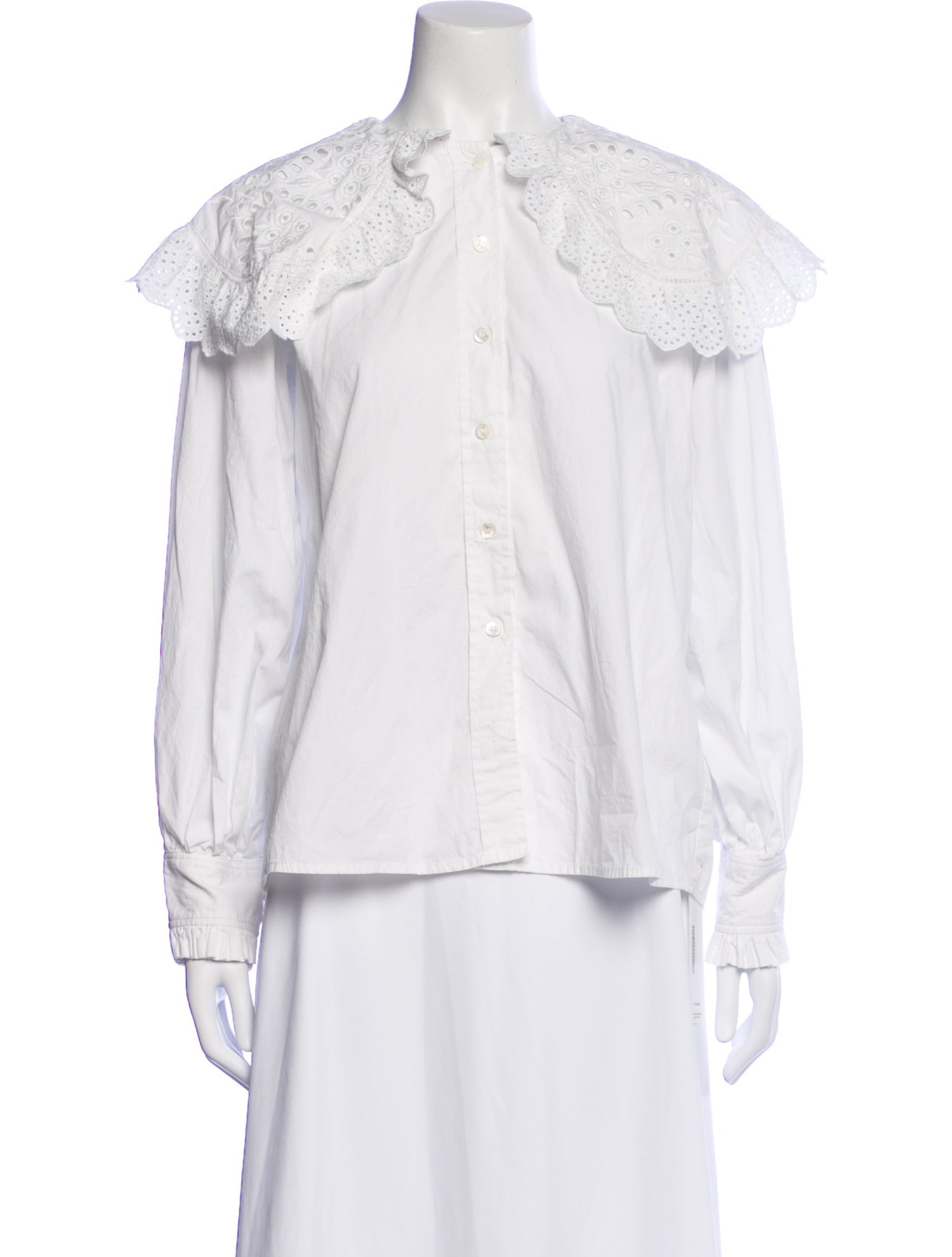 Sea New York Mock Neck Long Sleeve Button-Up Top