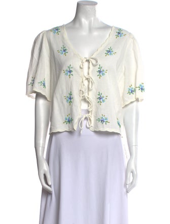 Sea New York Floral Print V-Neck Crop Top