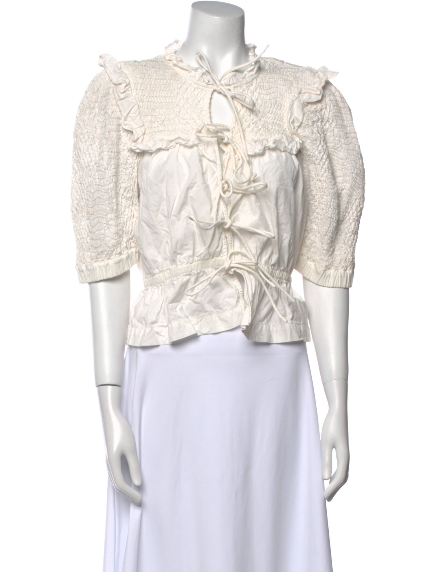 Sea New York Mock Neck Three-Quarter Sleeve Crop Top