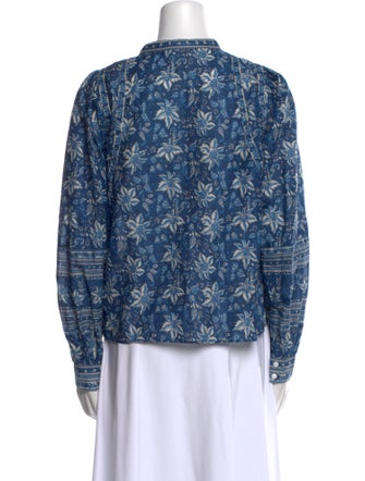 Sea New York Printed Mock Neck Button-Up Top