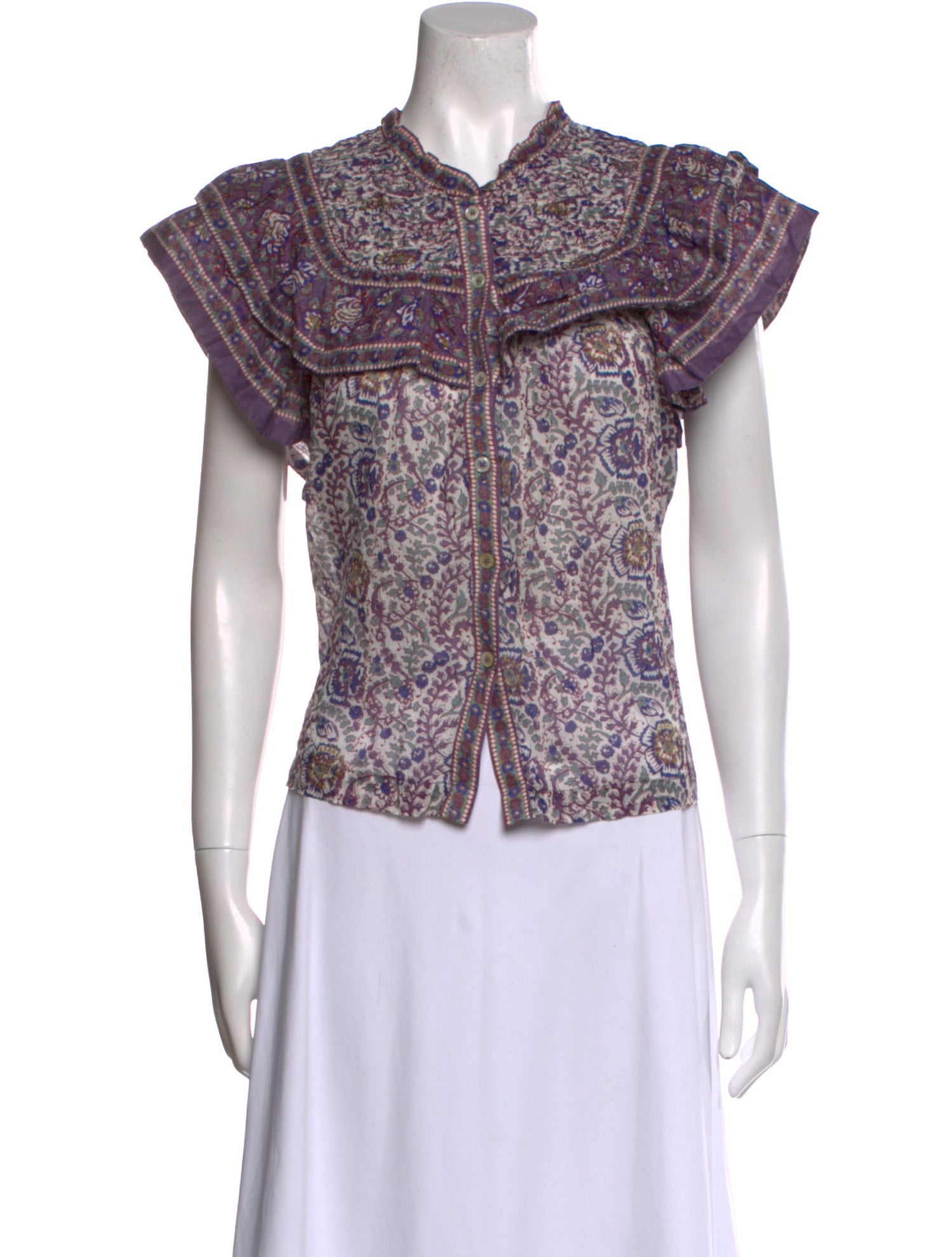 Sea New York Paisley Print Mock Neck Blouse