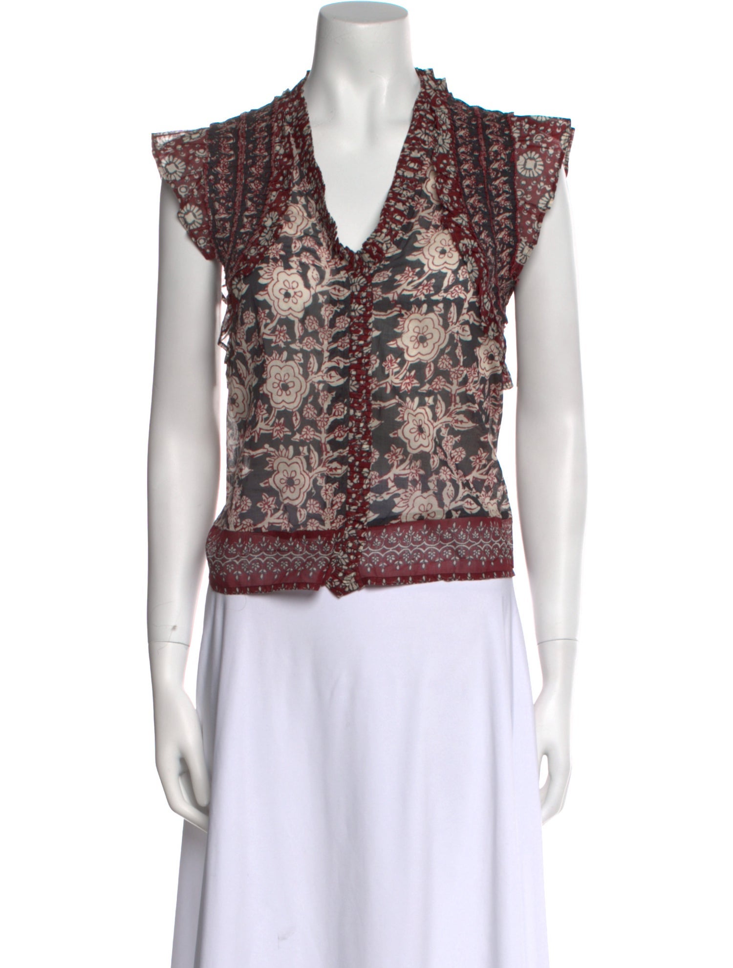 Sea New York Floral Print V-Neck Crop Top