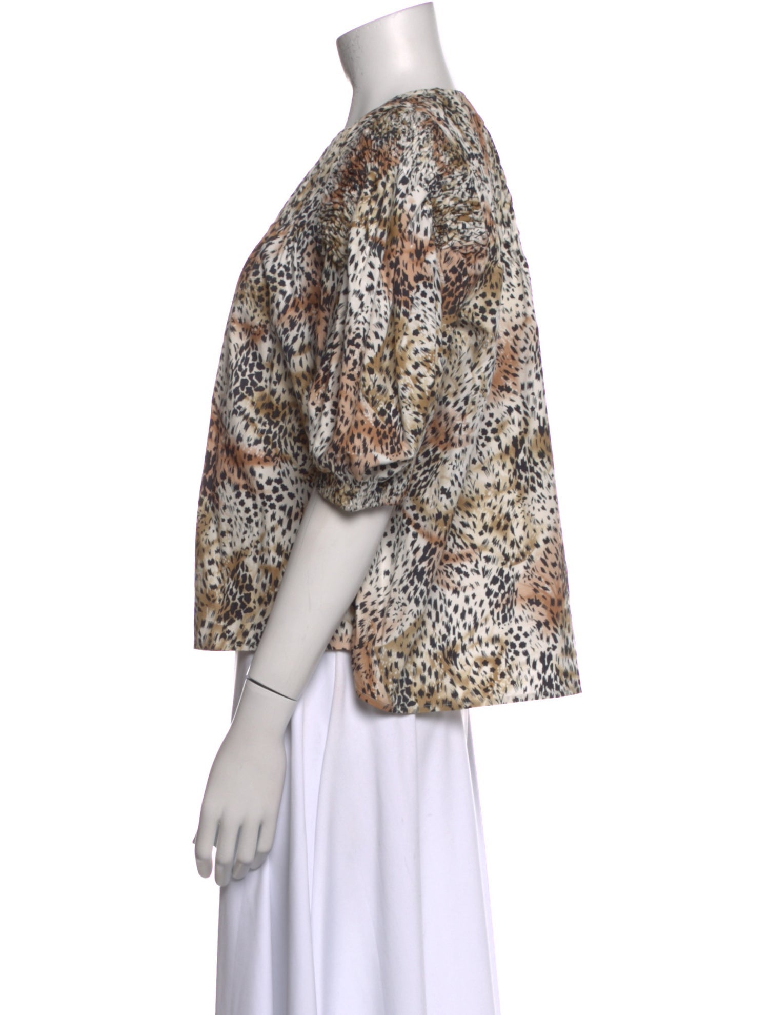 Sea New York Animal Print V-Neck Blouse