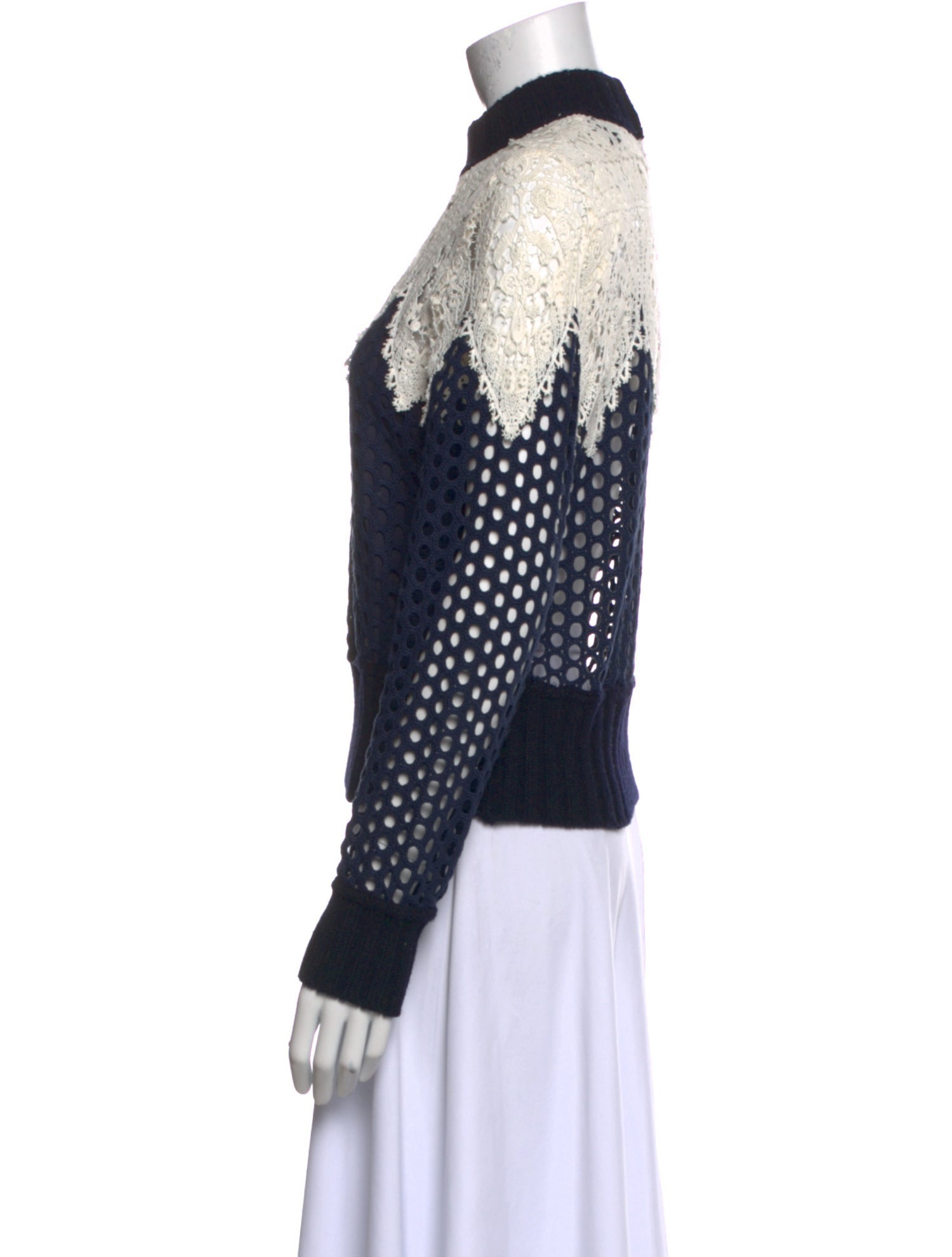 Sea New York Colorblock Pattern Mock Neck Sweater