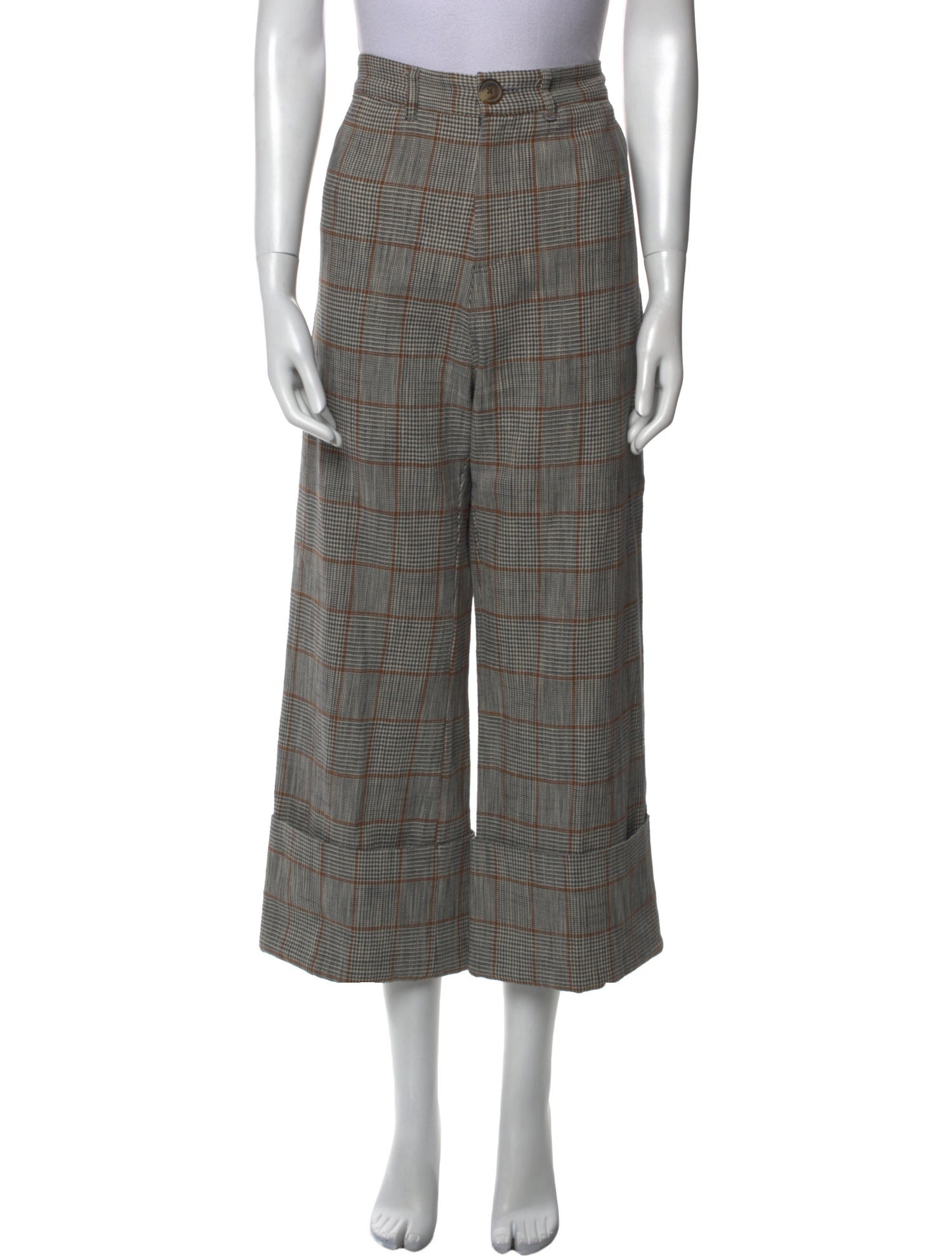 Sea New York Plaid Print Wide Leg Pants