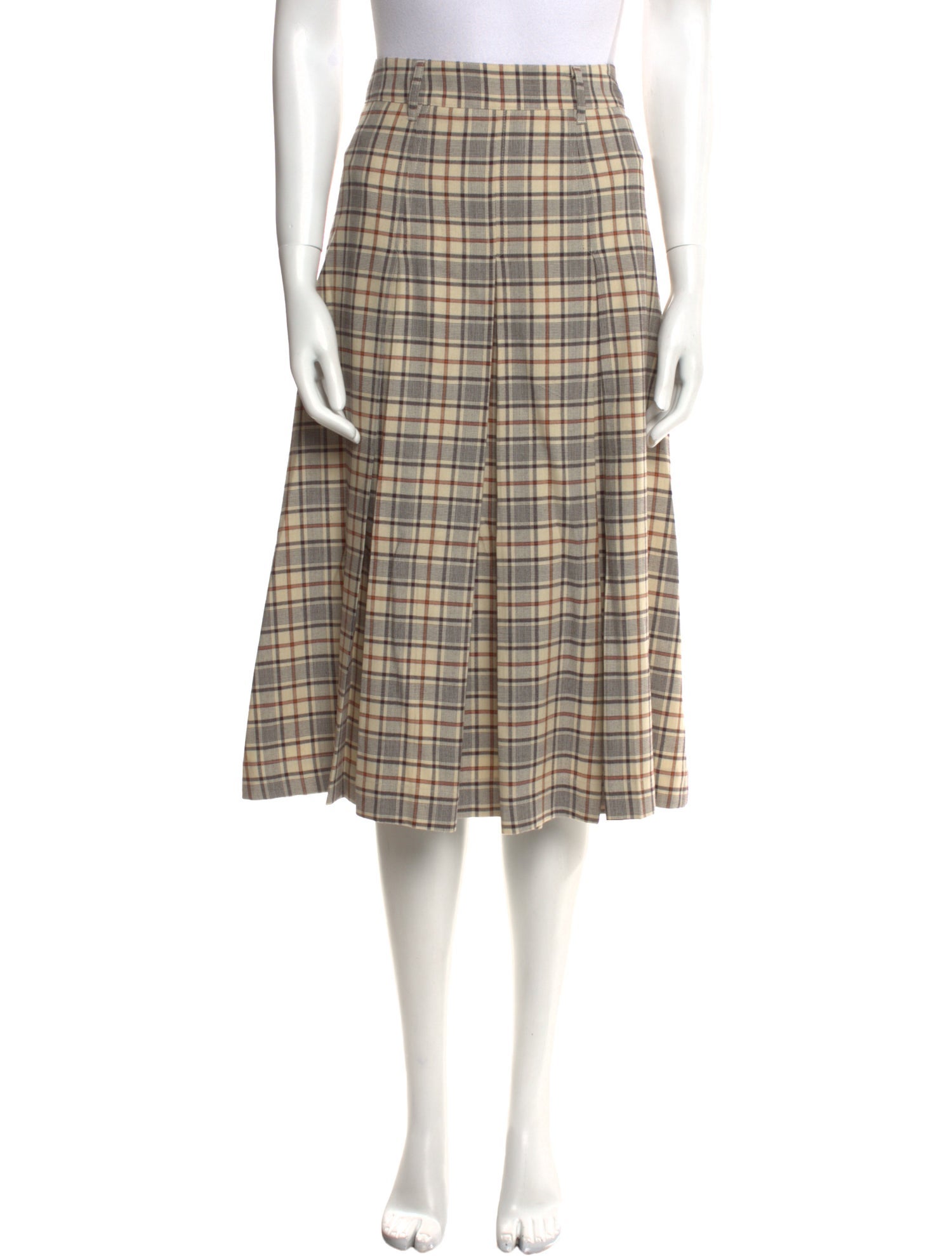 Sea New York Plaid Print Midi Length Skirt