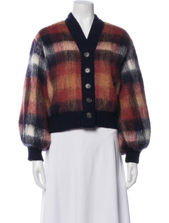 Sea New York Mohair Plaid Print Bomber Jacket
